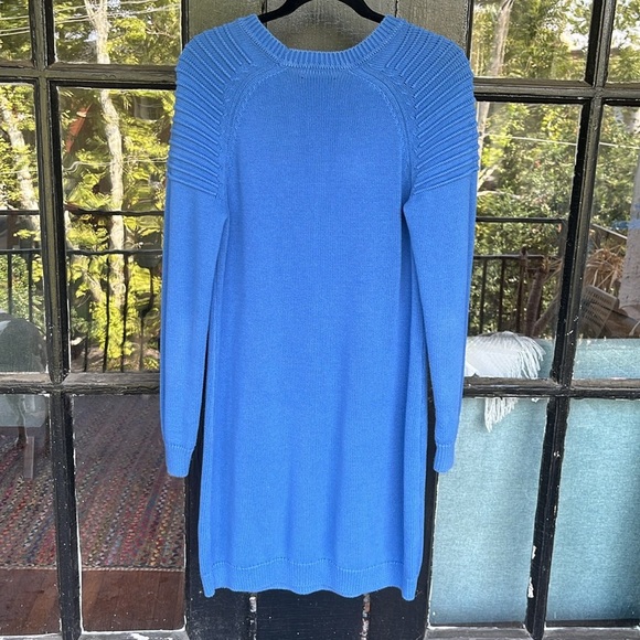 Eliza J Blue Textured Knit Long Sleeve Dress Size Medium - Picture 6 of 6